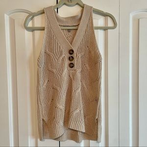 Marled Cable Knit Button Sweater Tank